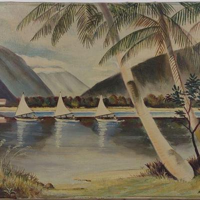 Murchland Oil on Canvas Painting of Sailboats