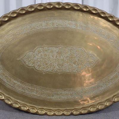 Moroccan Brass Etched Oval Tray