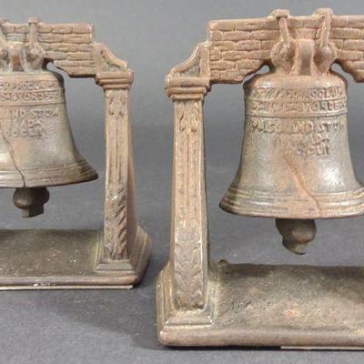 Antique Cast Iron Liberty Bell Bookends