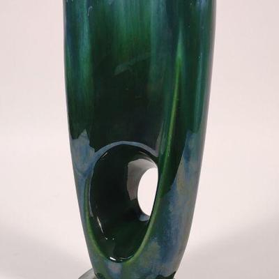 Green Glazed Ceramic Iridescent Vase