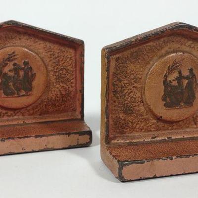 1920s Albany Foundry Greek Cast Iron Bookends