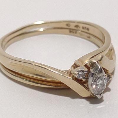 Marquise Diamond & 14K Gold Exquisite Wedding Set