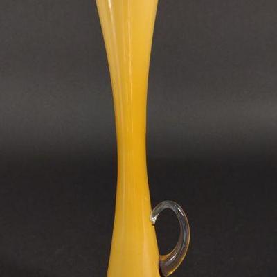 MCM Yellow Cased Art Glass Vase