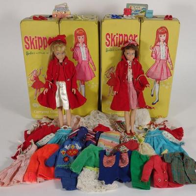 (2) 1960s Skipper Dolls, Outfits & Cases