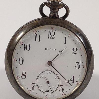 Antique Elgin Coin Silver pocket Watch (Works)