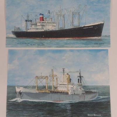 Two Dave Boone Signed Ship Prints