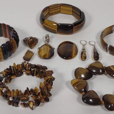 Tiger Eye & Sterling Silver Jewelry Suite / Set