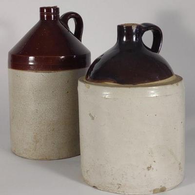 (2) One Gal Stoneware Pottery Jugs