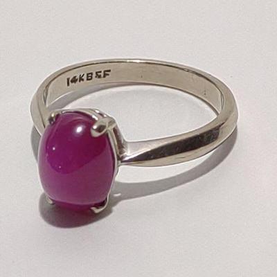 14K White Gold Linde Star Ruby Ring