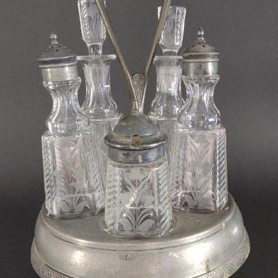 Antique Hartford Silver Plate Cruet Caster Set