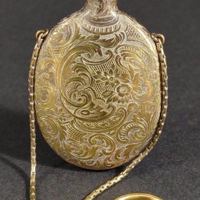 14K Gold 19th C. Chatelaine Perfume Scent Bottle
