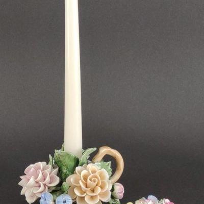 Capodimonte Floral Candle Holder & Royal Doulton