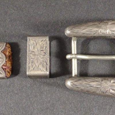 10K Gold & Sterling Silver Ranger Belt Buckle Set