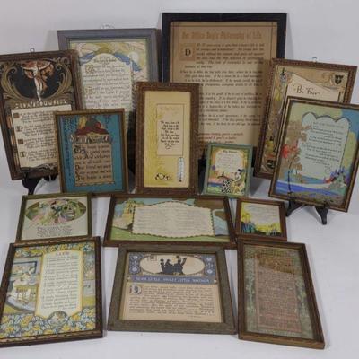 14 Framed Motto Prints (Incl Joliet & Buzza) - B