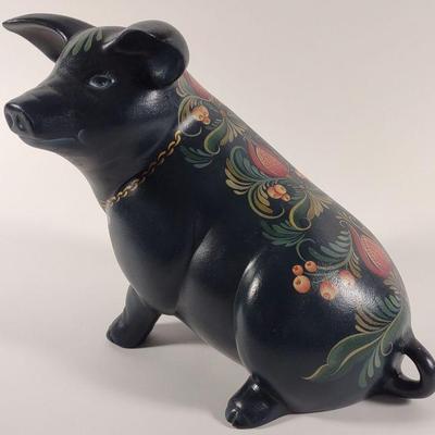 Paula Lawton Hand Painted Ceramic Pig