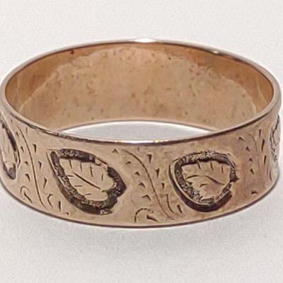 Victorian 12K Rose Gold Wedding Band Ring