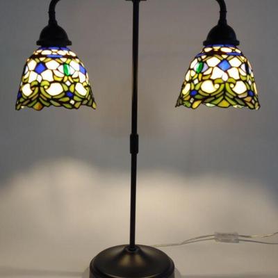 Modern Stained Glass Double T Table Lamp