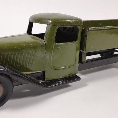 Structo Pressed Steel Green Army Truck