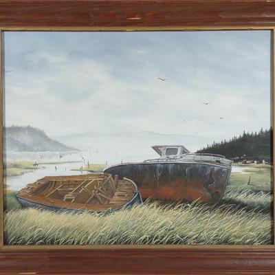 Ros Stallcup Oil on Canvas 'Fishing No More'
