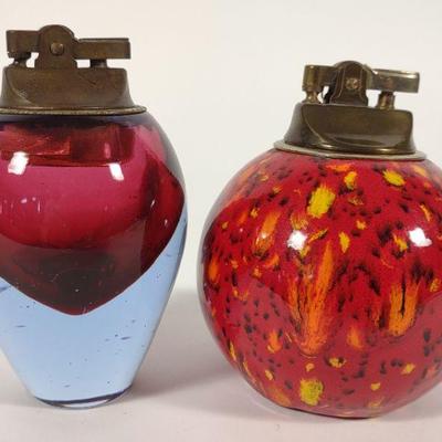 2 Vintage Murano Style Table Lighters