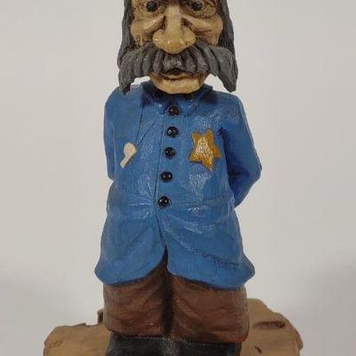 Signed Keystone Cop Folk Art Carved Figure