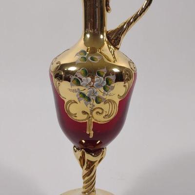 Tre Fuochi Murano Glass 24k Gold Painted Pitcher