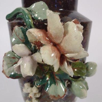 Antique French Barbotine Majolica Vase