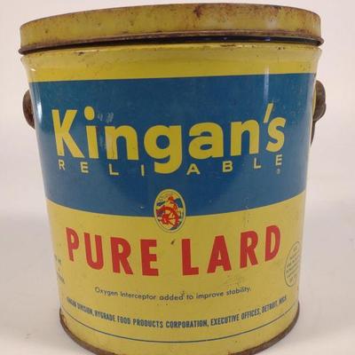 Kingans Pure Lard Tin Advertising Can (empty)