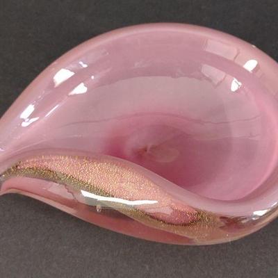 Murano Style Glass Art Shell Bowl