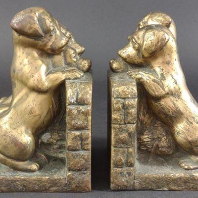 Vintage Metal Puppy Dog Bookends