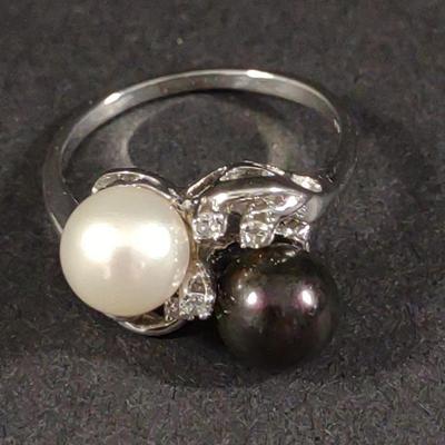 14K Gold Tahitian Pearl & Diamond Ring