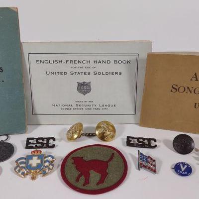 Civil, WWI & WWII Military Buttons, Pins & Books