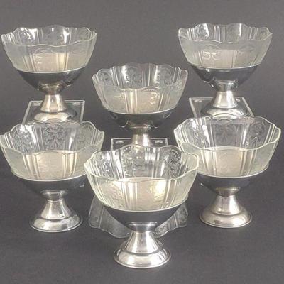 6 American Sweetheart Sherbets w/ Metal Base