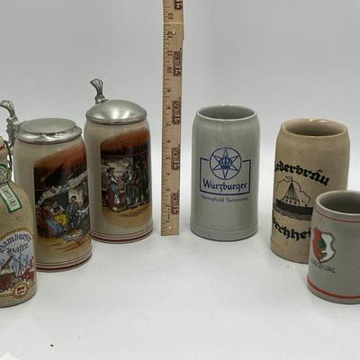 (6) Beer Steins/Bottle Incl. Germany, J. Schubert, HÃ¶hr, Augsburg

