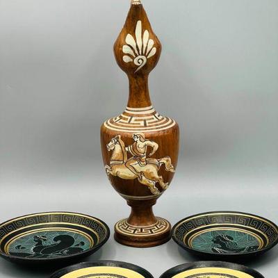 Greek Vase & (4) Plates
