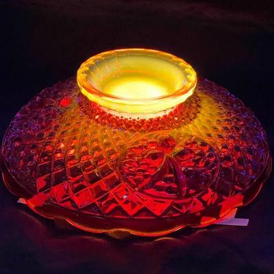 Vintage Amberina Canterbury Sunset Ruby Red Indiana Glass Footed Fruit Bowl