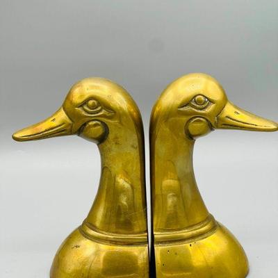 Brass Goose Bookends
