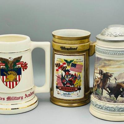 Native American, US Military Academy & Maryland Steins
