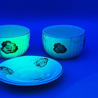 (2) Superior Hall Poppy UV Reactive Cups And (1) Saucer
