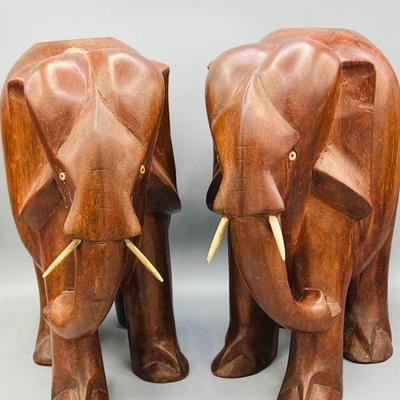 (2) Wooden Elephants

