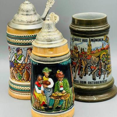 (3) Small Beer Steins
Includes one stein made in west Germany, one made in Germany and one unmarked 