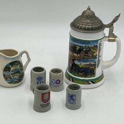 (6) Pottery Incl. Tiny Beer Steins

