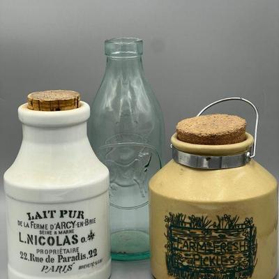 (3) Vintage Rustic Bottles
