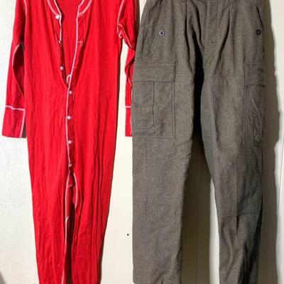 Vintage wool pants and red long underware