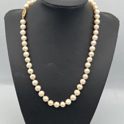 HTS511- Beautiful Fine Pearl Necklace 14k Gold Clasp
