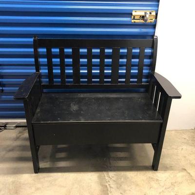 HTS022 Black Wooden Bench With Storage Drawers