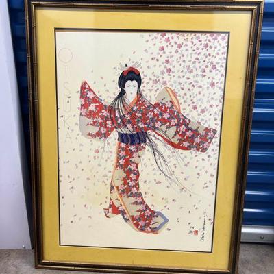 HTS600- Framed Otsuka Lady & Her Kimono