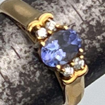HTS707-14k Gold Lolite & Diamond Ring