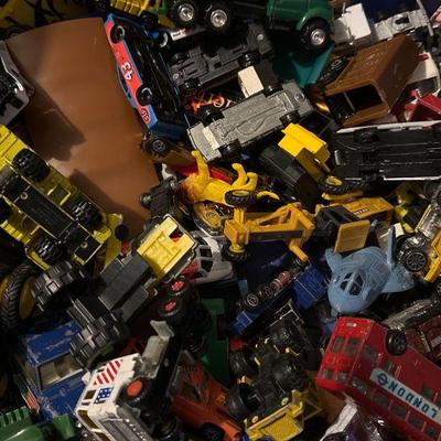 Small tote of Childrens Toy Cars and More