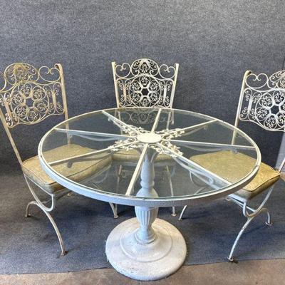 Wrought Iron Table with 3 Chairs